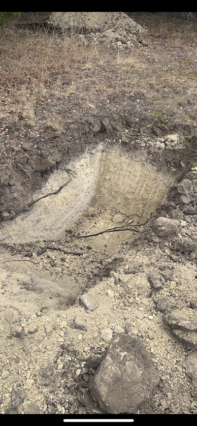 A close up of a pile of dirt and rocks on the ground.