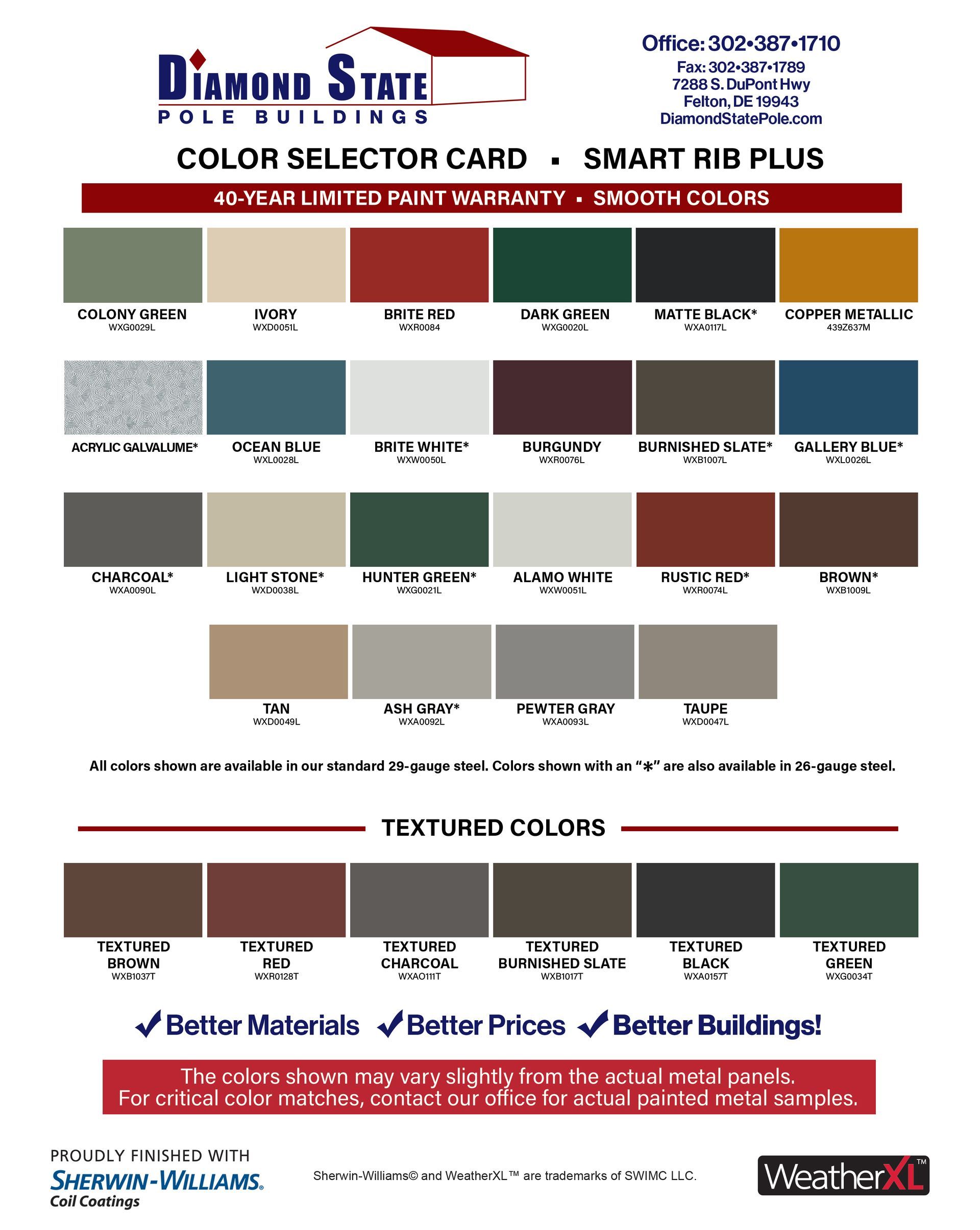 DSPB color chart pole barn