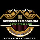 Logo for Deckers Remodeling: house silhouette with tools, text “Elevate Your Home” and “Passion for Perfection”.