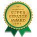 Green and gold Super Service Award badge.