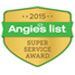 Angie's List Super Service Award 2015 badge. Gold, green, and white colors.