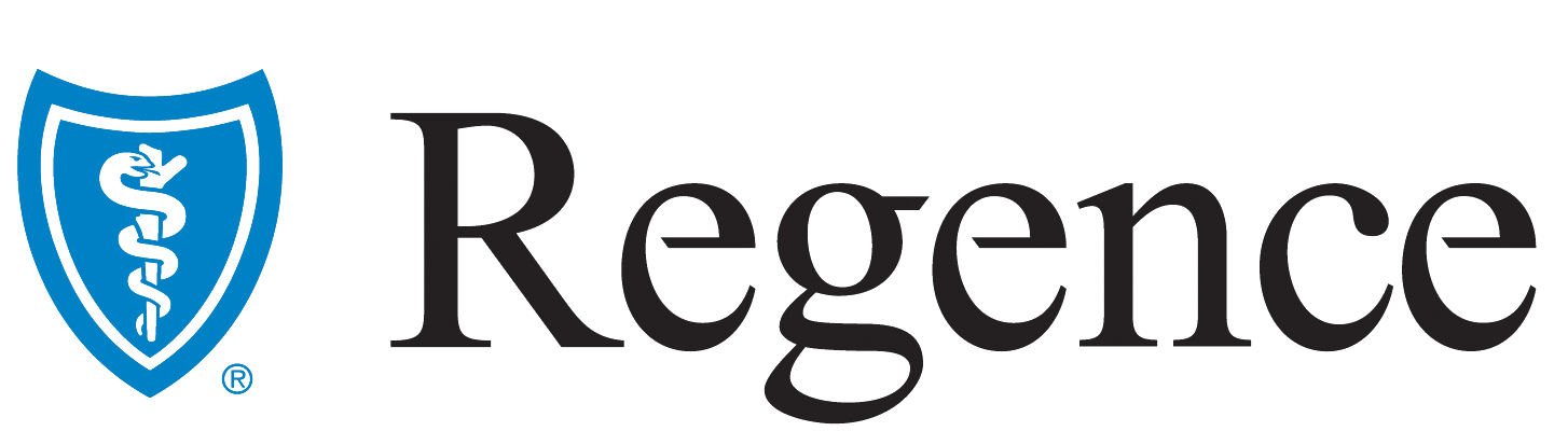 Regence logo: Blue shield with caduceus icon next to black text 