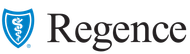 Regence logo: Blue shield with caduceus icon next to black text 