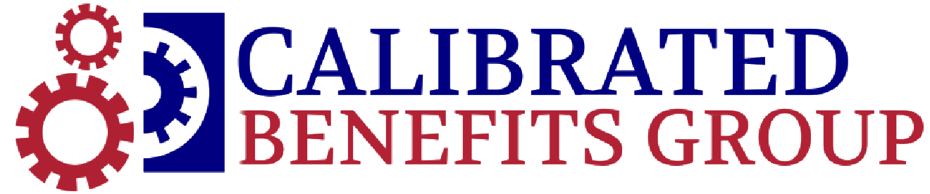 Logo for Calibrated Benefits Group featuring gears and text.
