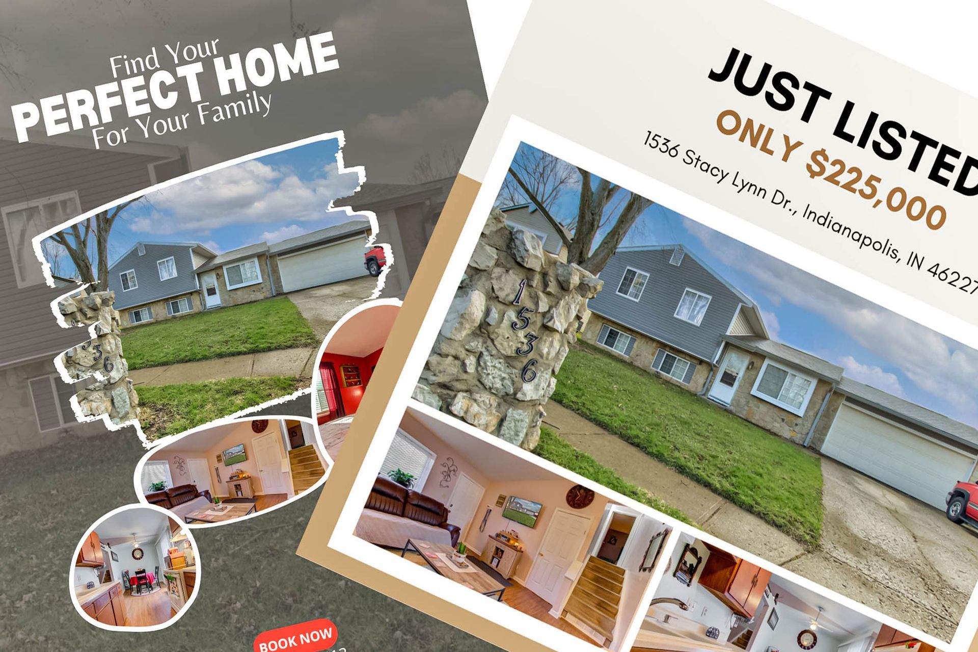 A real estate ad for a house in indianapolis