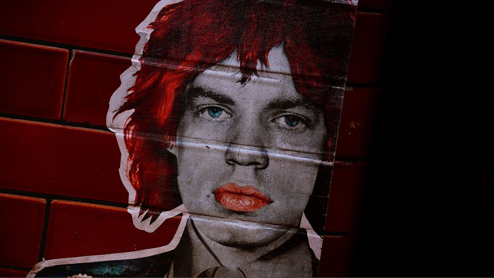 Mick Jagger on wall