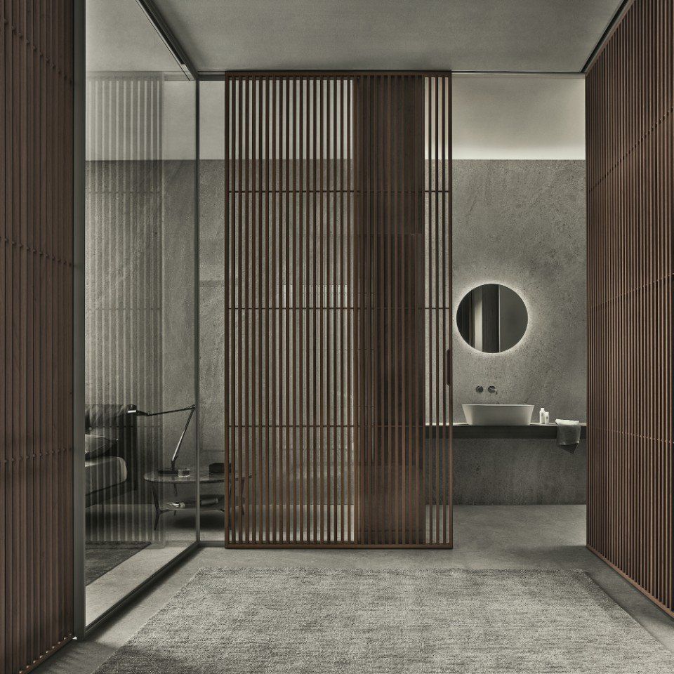 bagno con porta in stile orientale