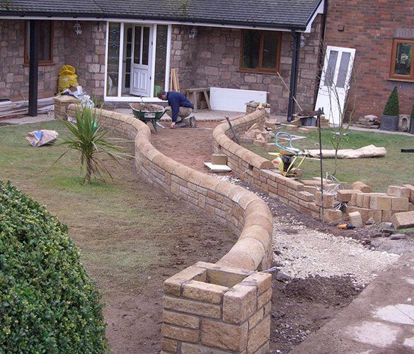 stone fencing in the garden