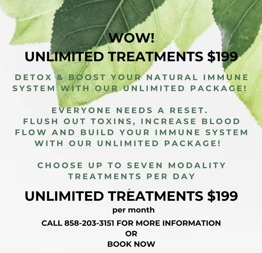 Unlimited treatments: $199. Promotes detox, boosting immune system. Call 856-203-3151.