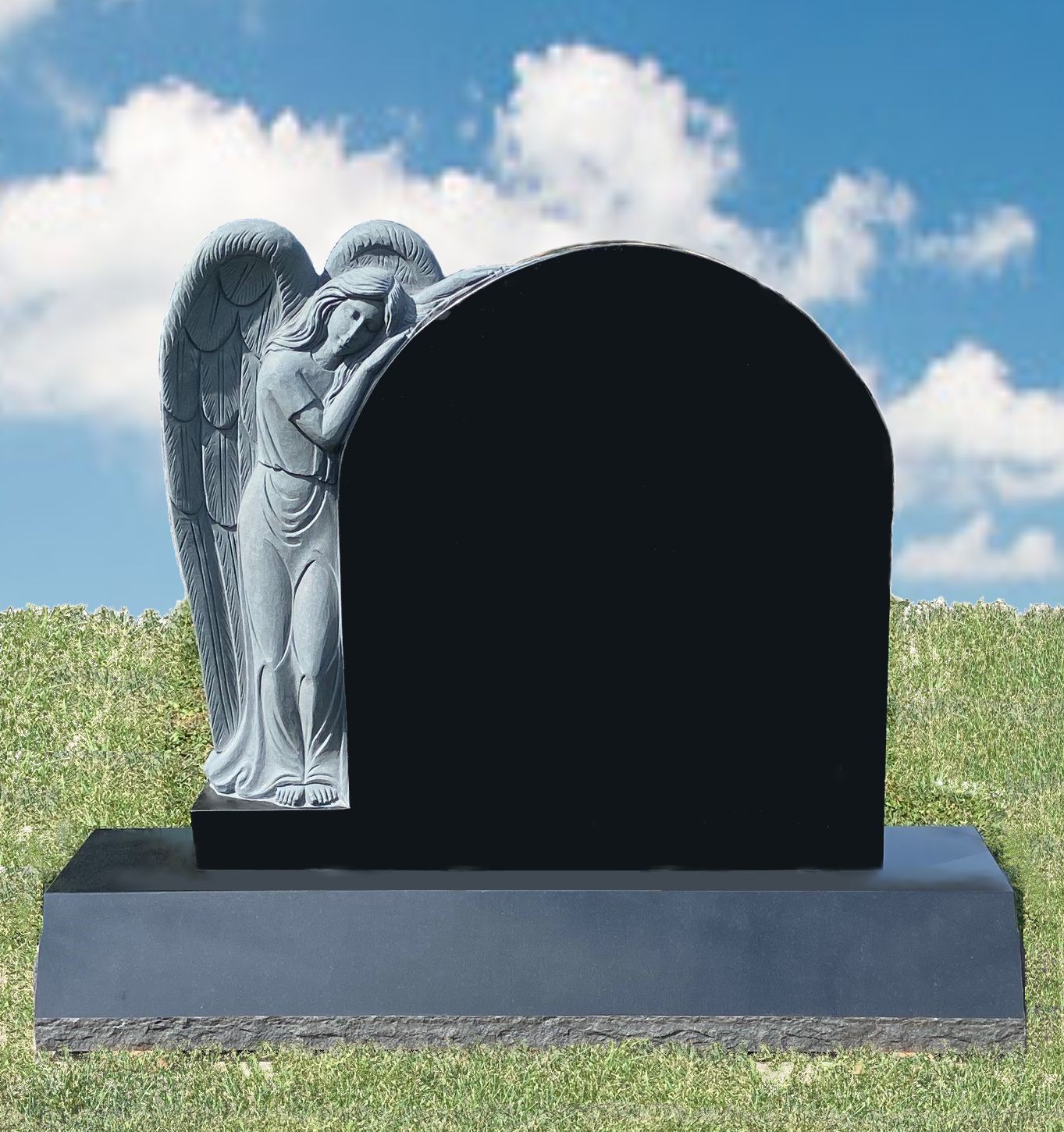Tombstone With Angel Hugging Heart — Ottumwa, IA — Fuller Monument