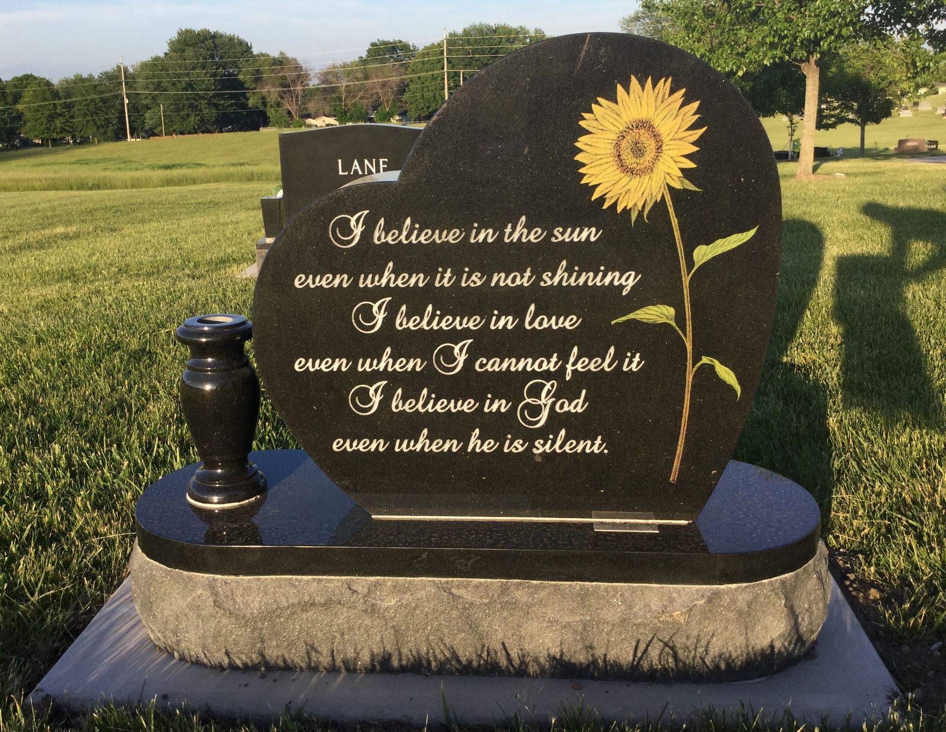 Gravestone With A Sunflower Design — Ottumwa, IA — Fuller Monument