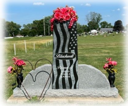 Gravestone With US Flag — Ottumwa, IA — Fuller Monument