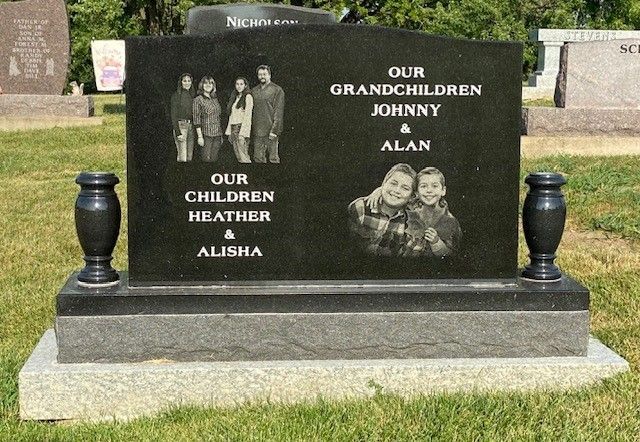 Gravestone With Family Pictures — Ottumwa, IA — Fuller Monument