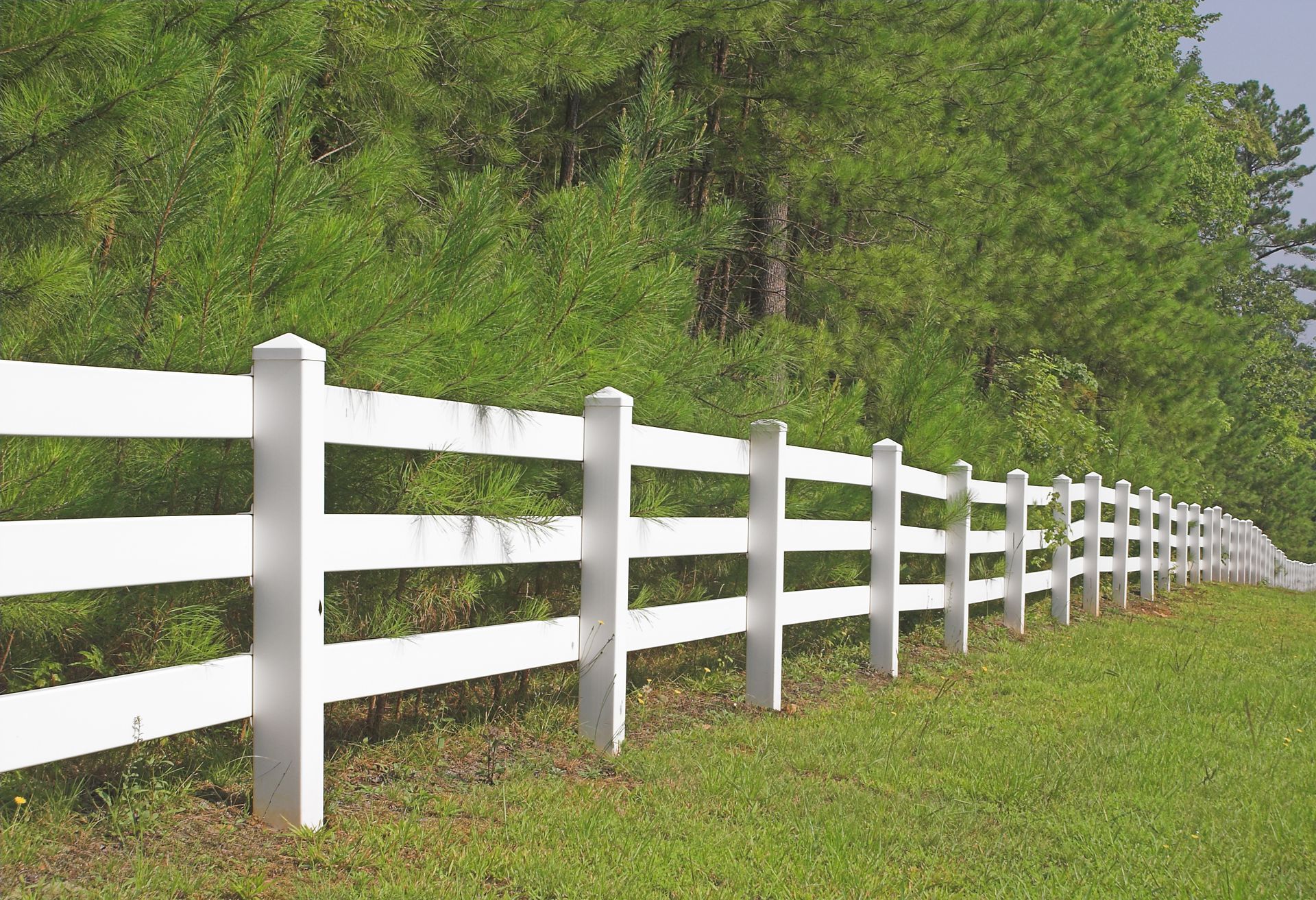 Residential vinyl post and rail fence installation in Tampa, FL