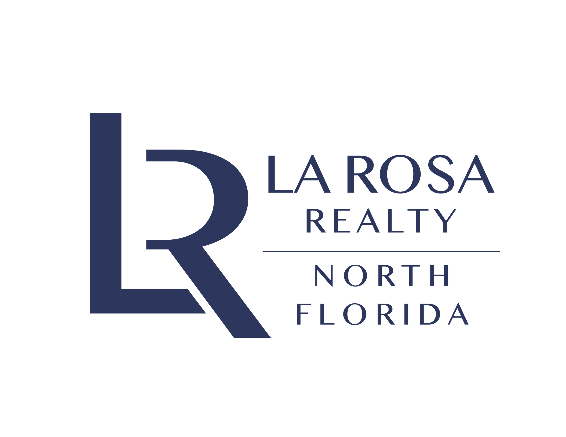 Logo for La Rosa Realty North Florida featuring a stylized black "LR" monogram above the company name.