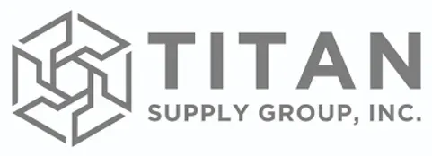 The logo for titan supply group , inc . is gray and white.