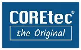 A blue sign that says coretec the original