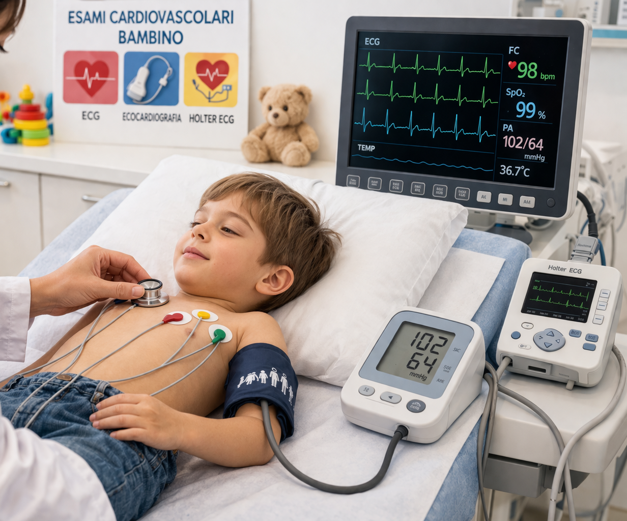 In un contesto clinico, un operatore sanitario esamina le mammografie e un'immagine ecografica digitale su un computer portatile.