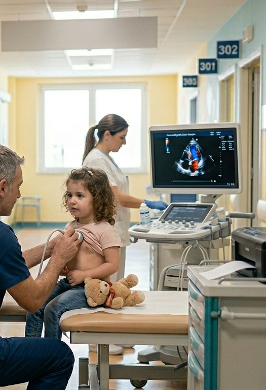 In un contesto clinico, un operatore sanitario esamina le mammografie e un'immagine ecografica digitale su un computer portatile.