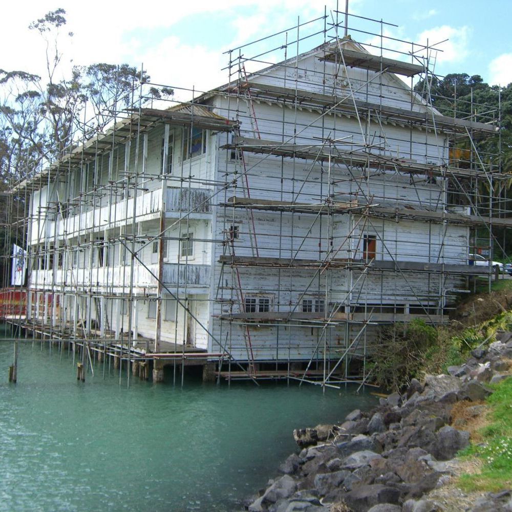 Scaffolding lake house