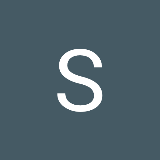 White letter “S” on a blue-gray square background.