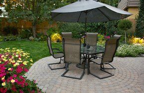 Table and chairs on a patio