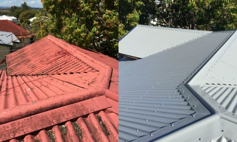 Asbestos re-roof before & after