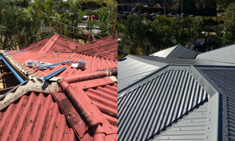 Asbestos re-roof before & after