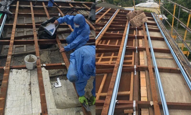 Licensed Flashpro asbestos removalists removing asbestos & contaminated cellulose insulation