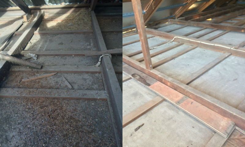Asbestos re-roof before & after