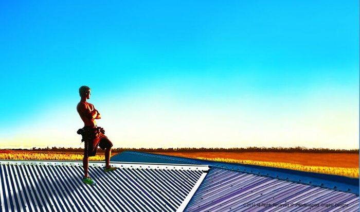 Man Standing On Top Of The Roof — Roofing Services in Rockhampton, QLD