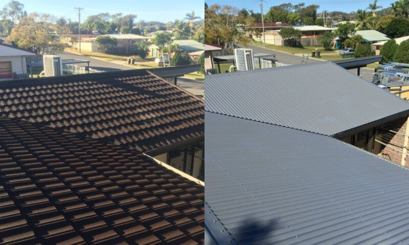 Before and after decramastic tile re-roof