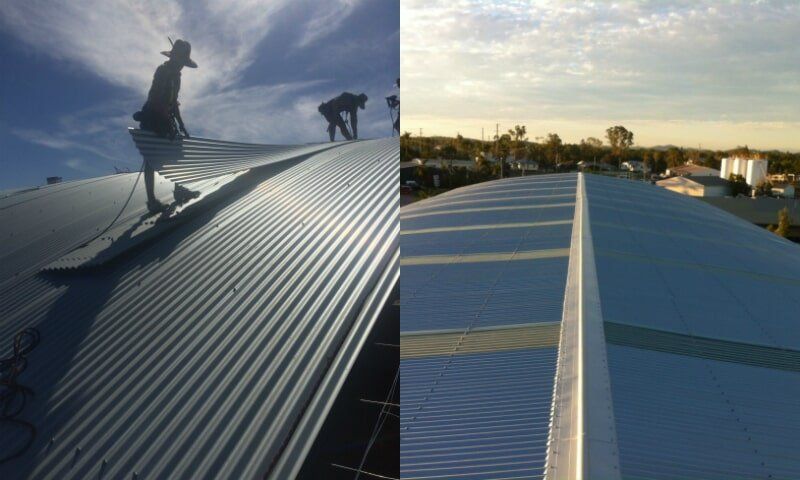 Industrial shed re-roof with skylights