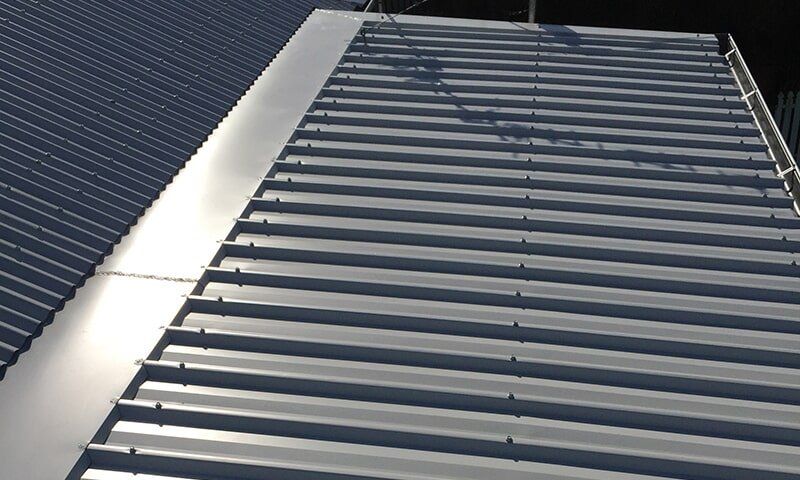 Pitched custom orb colorbond to trimdek roof