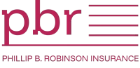 Logo for Phillip B. Robinson Insurance: maroon letters