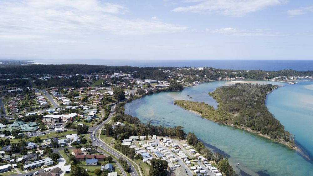 An Aerial View Of A River Flowing Through A City — Blue & White Veterinary Clinic In Nambucca Heads, NSW