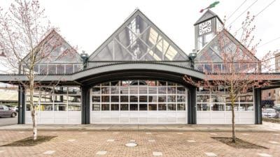 a large building with a clock tower on top of it .