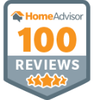 A home advisor 100 reviews badge with three stars on it.