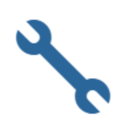 A blue wrench is shown on a white background.