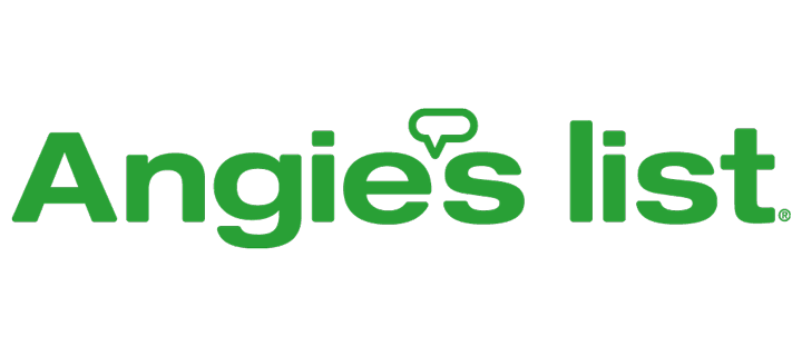 the logo for angie 's list is green and white on a white background .