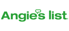 the logo for angie 's list is green and white on a white background .
