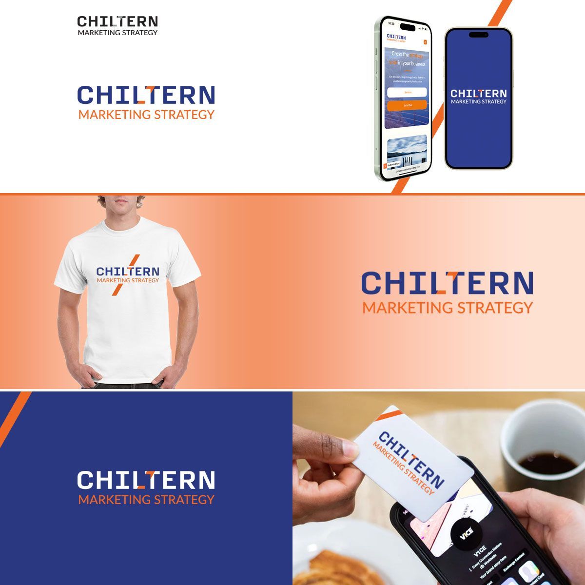 a man is wearing a white shirt that says chiltern marketing strategy