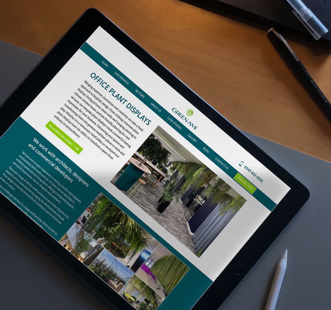 ipad view of the Green Ami web site home page