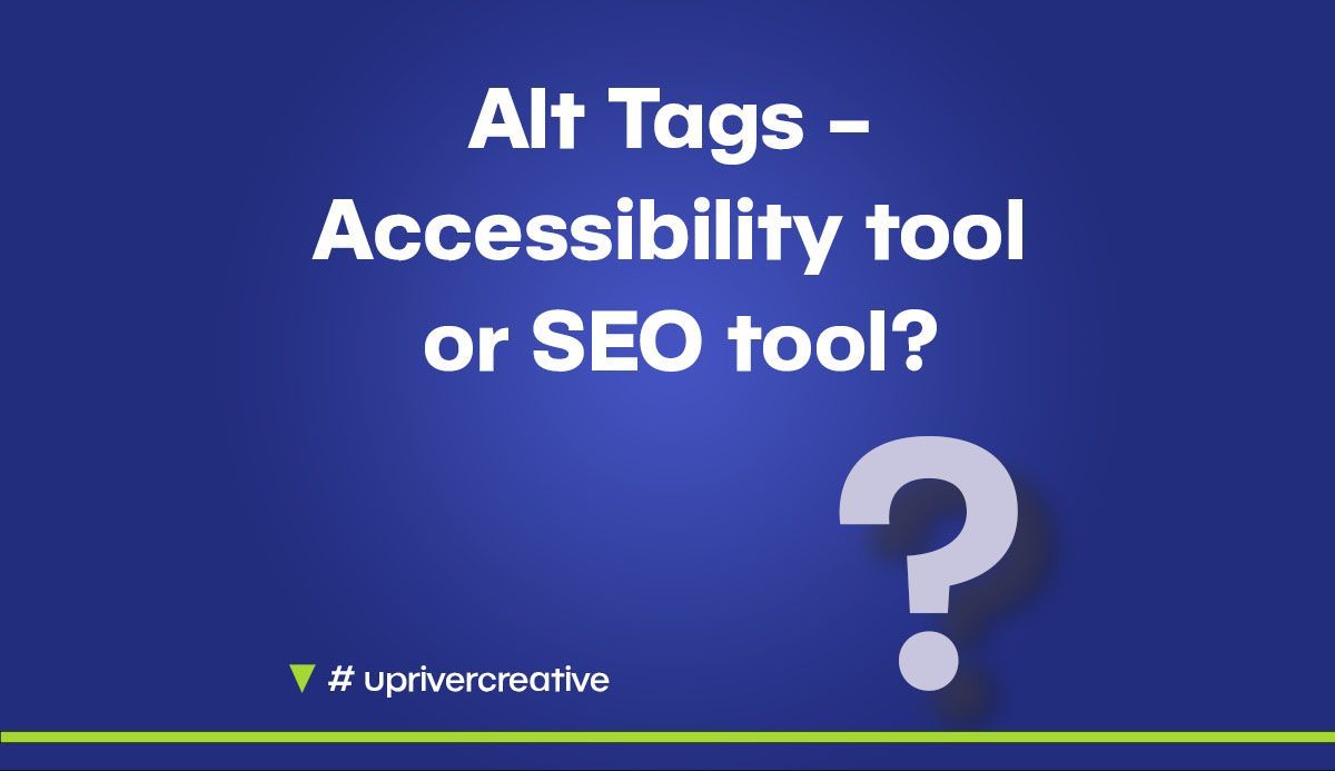 a blue background with the words alt tags - accessibility tool or seo tool