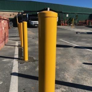 steel bollard installation carried out in Brisbane car park