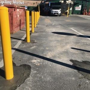 steel bollard installation carried out in Brisbane car park