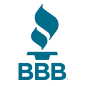 BBB logo in blue with stylized torch icon above the letters