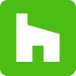 White lowercase “h” logo on a bright green square background.