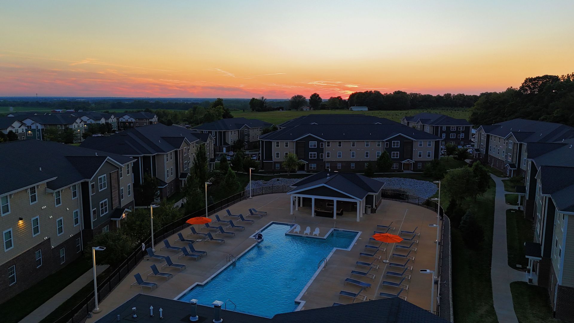 Aerial shoot of the pool area.