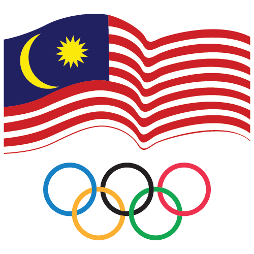 Flag of Malaysia with the Olympic rings.